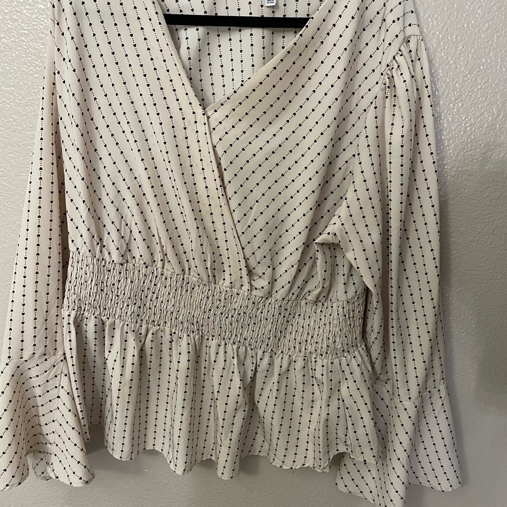 Sweet Rain Cream and Black Dotted Blouse